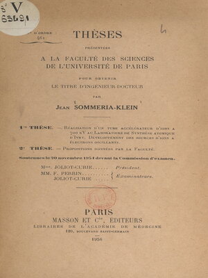 cover image of Réalisation d'un tube accélérateur d'ions à 700 kV au Laboratoire de synthèse atomique d'Ivry. Développement des sources d'ions à électrons oscillants